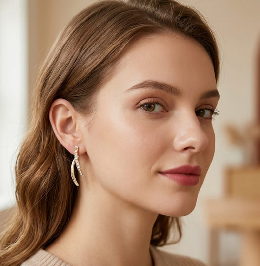 Wave Crystal Drop Earrings