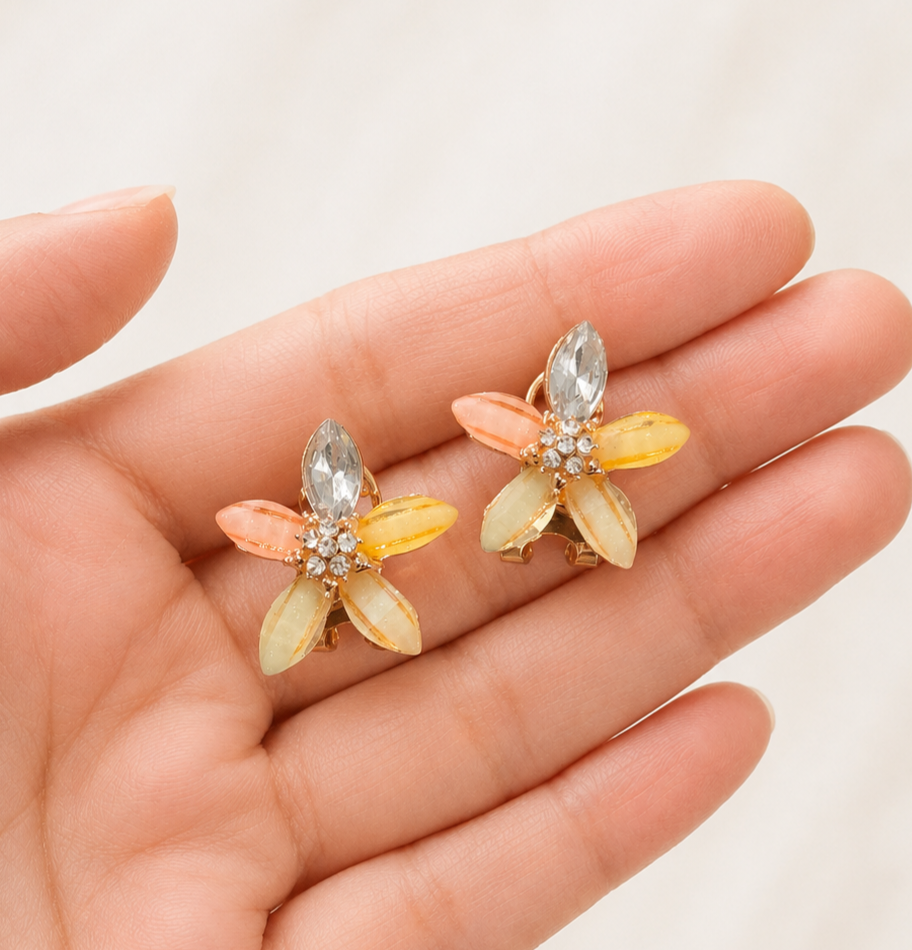 Pastel Crystal Flower Studs