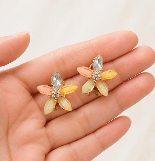 Pastel Crystal Flower Studs