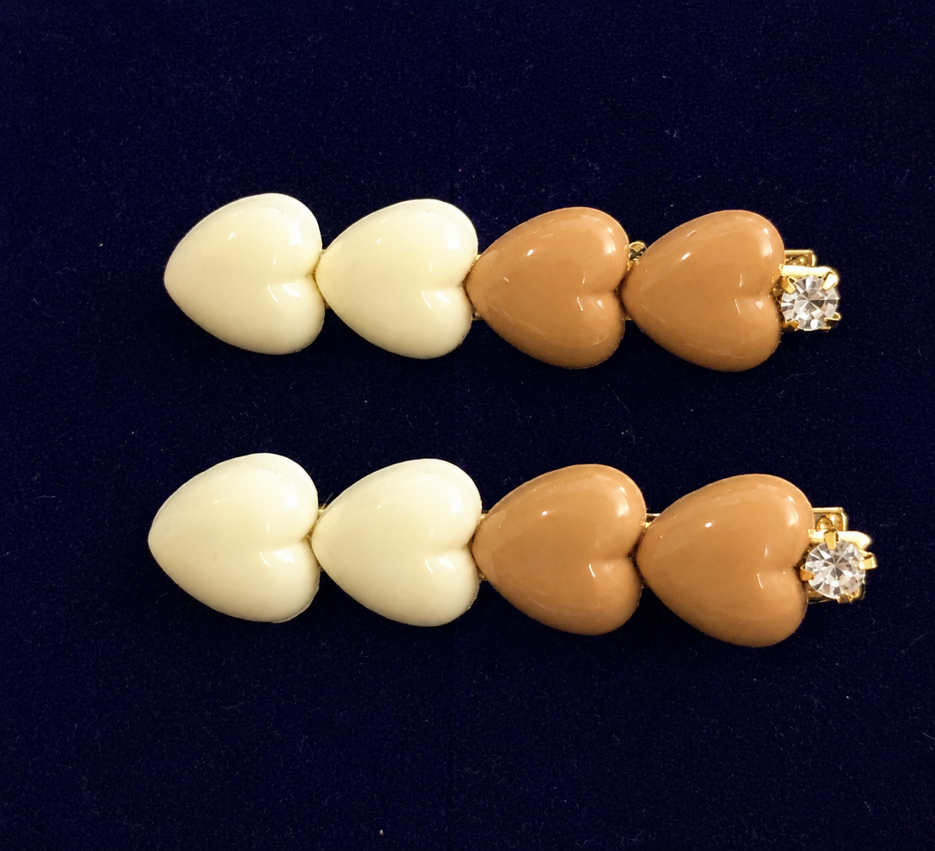 Ivory and Brown Pearl Crystal Hair Clip