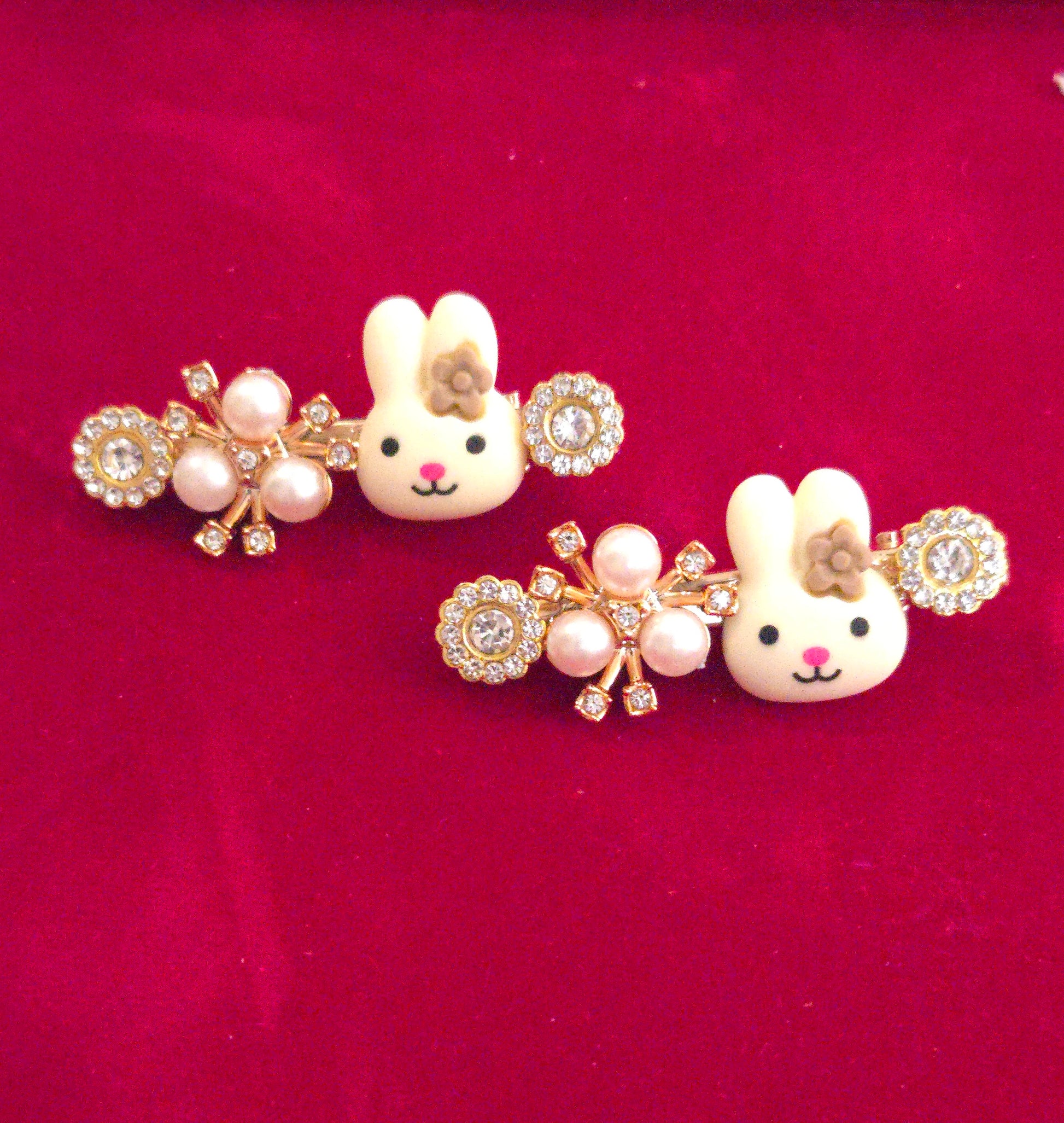 Crystal Pearl Bunny Hair Clip