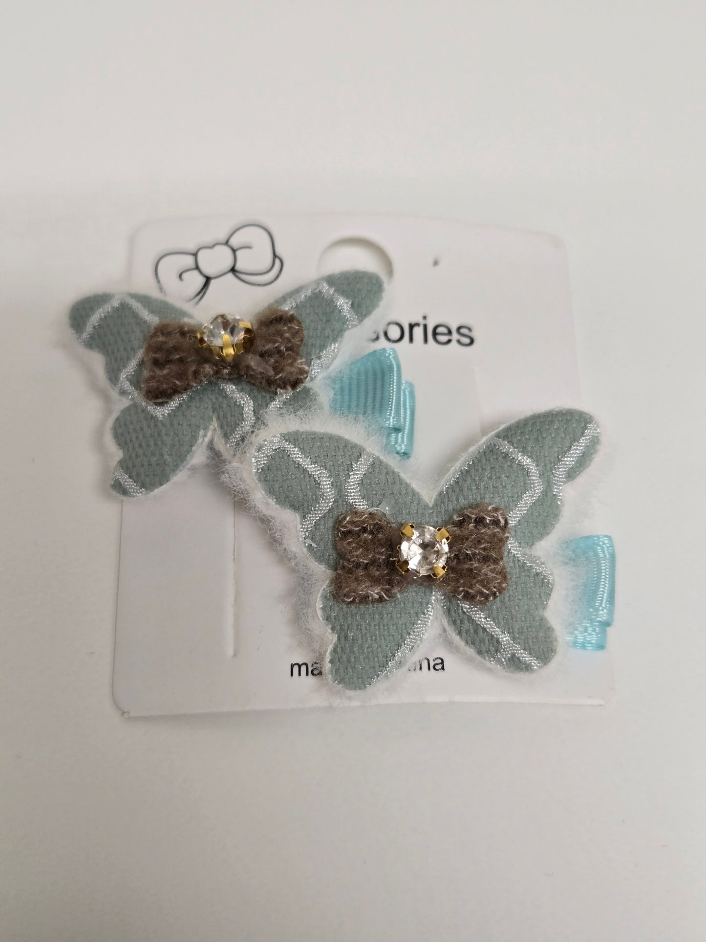 Sage Green Brown Butterfly Hair Clip