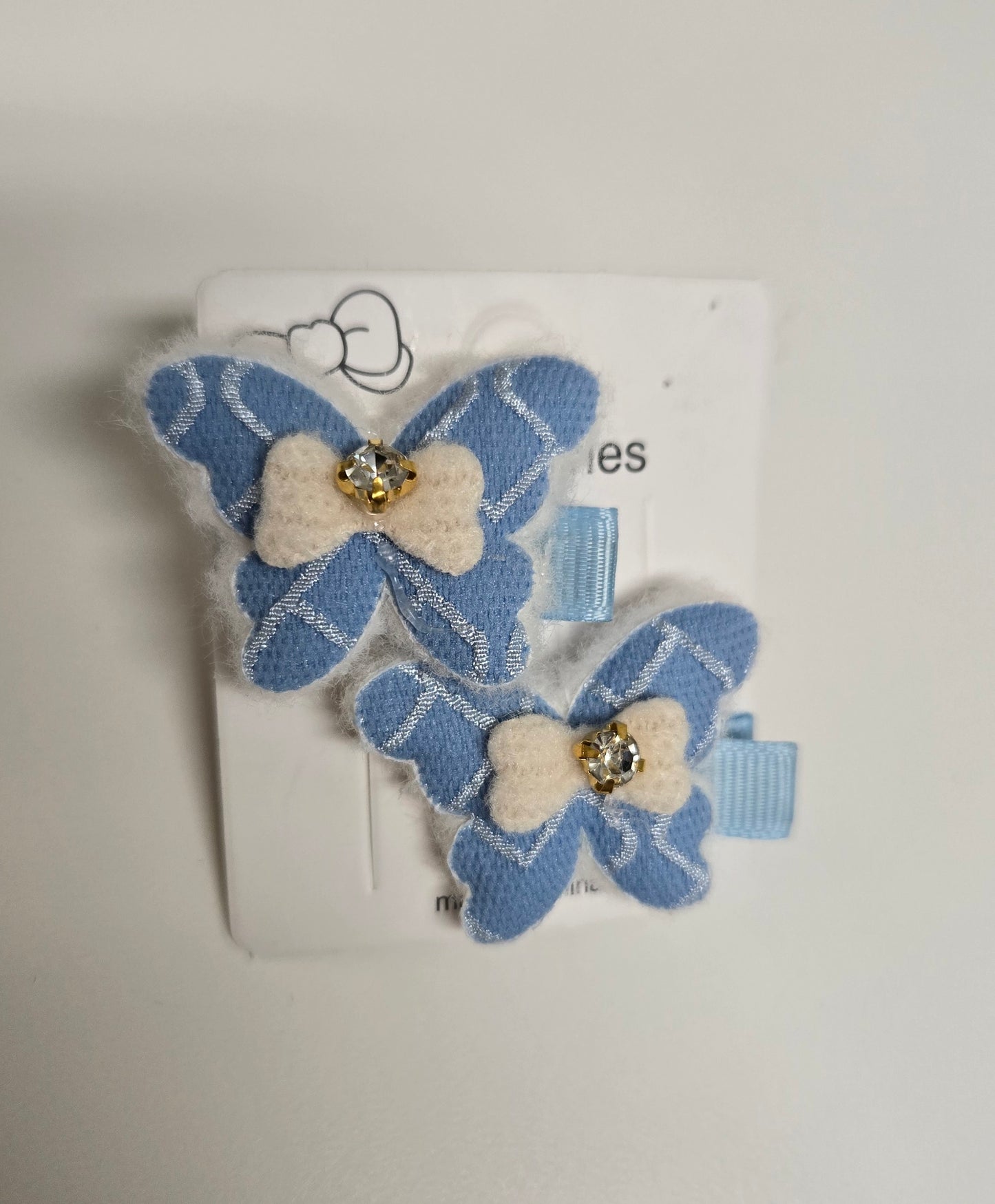 Blue Ivory Butterfly Hair Clip