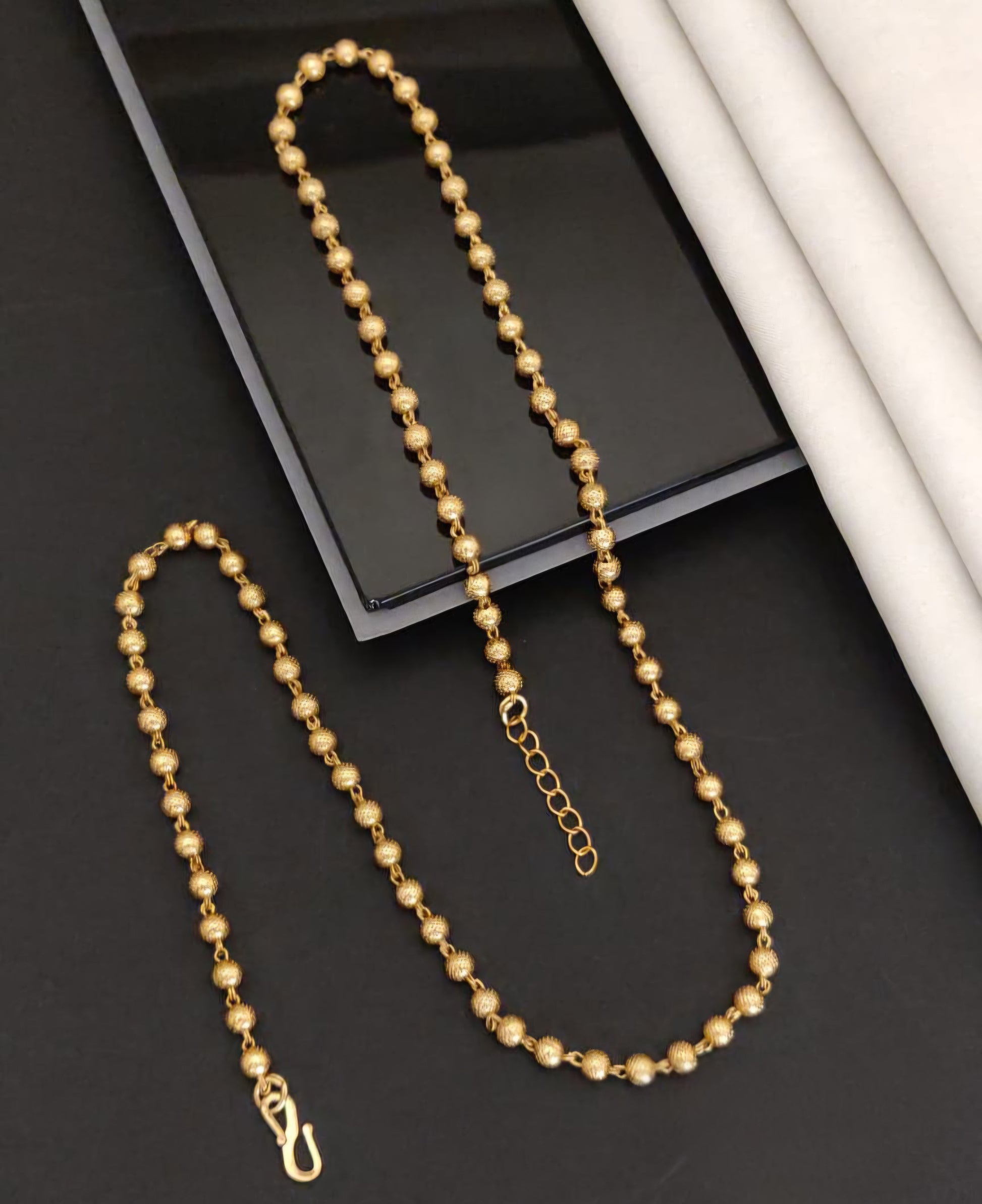 Golden Beaded Chain Necklace