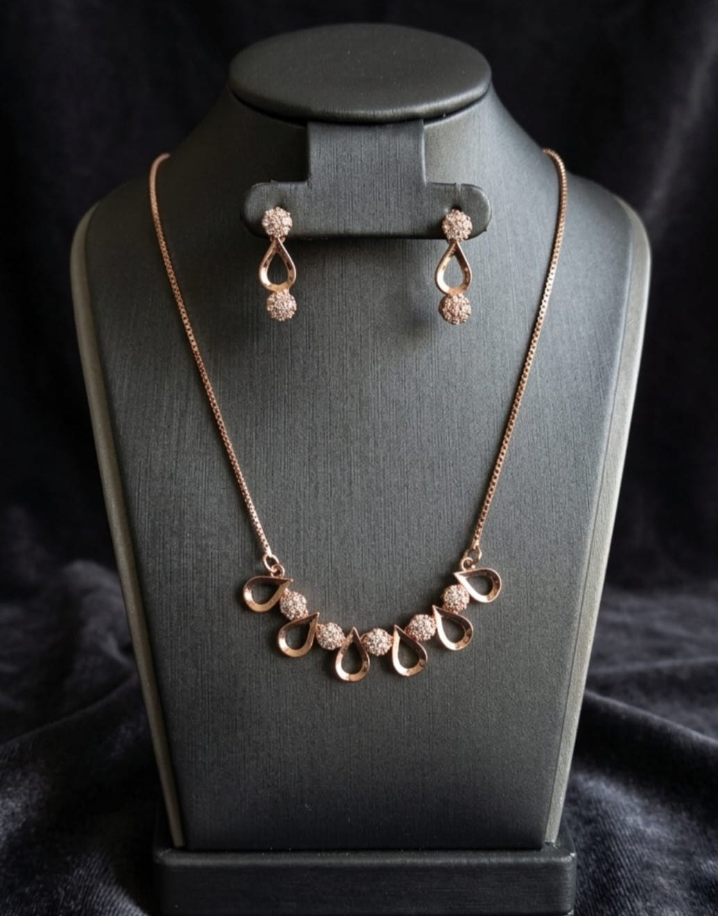 Rose Gold Crescent Crystal Jewelry Set