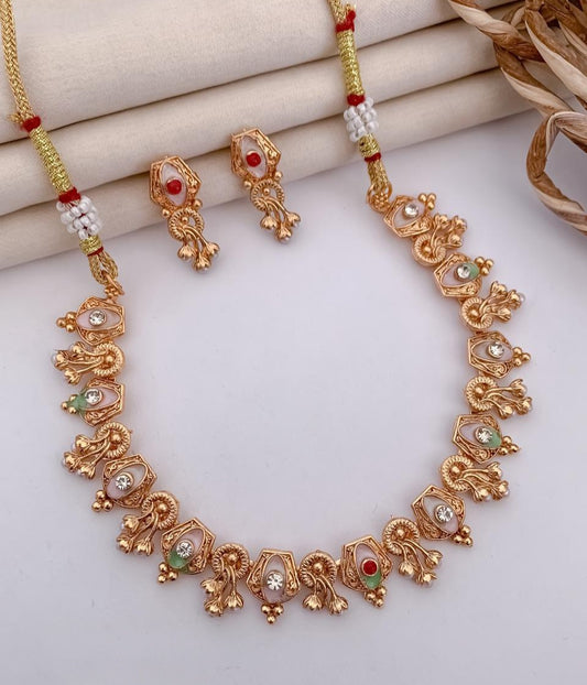 Pastel Kundan Vine Necklace Set