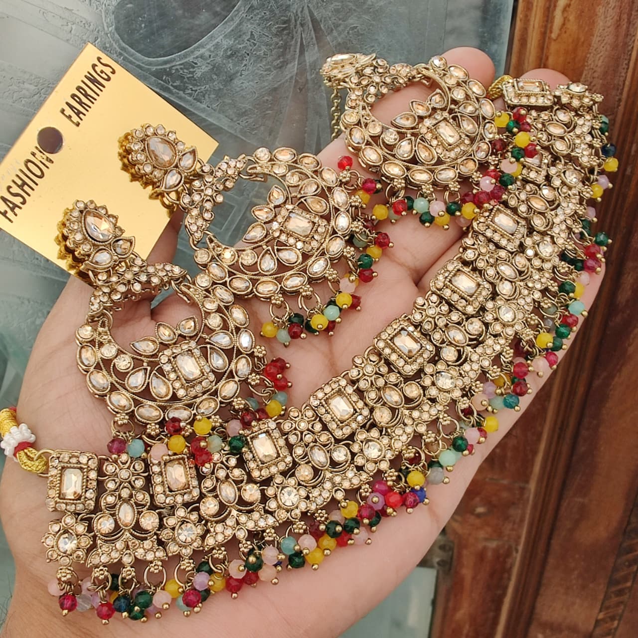 Multicolor Pearl Kundan Jewelry Set