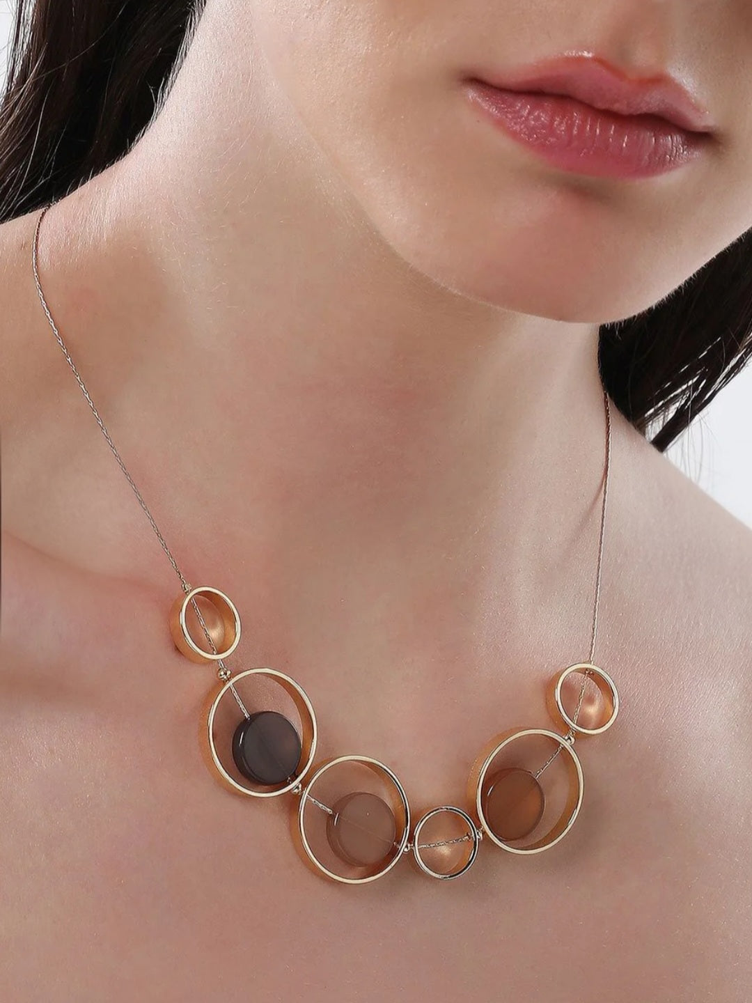 Geometric Collar Statement Necklace in Gold Finish