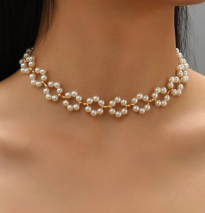 Floral Pearl Choker Necklace