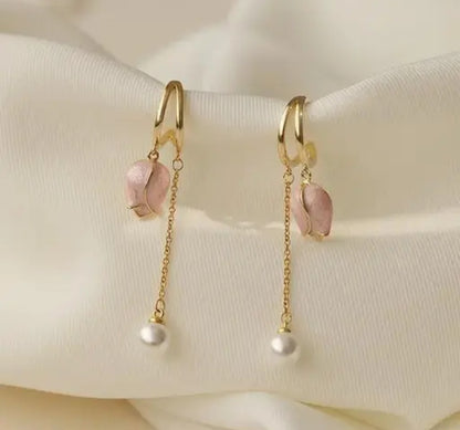 Pearl Charm Floral Earrings