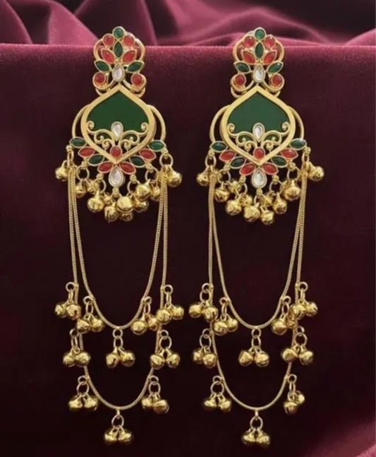Emerald Ruby Kashmiri Earrings
