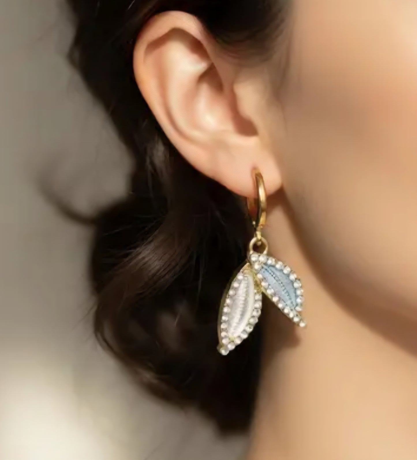 Elegant Leaf Drop Hoop Earrings