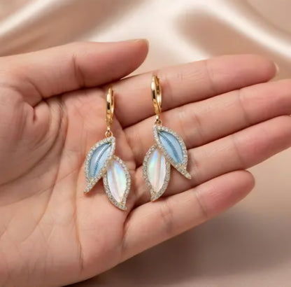 Elegant Leaf Drop Hoop Earrings