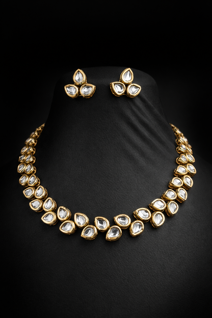 Gold Tone Kundan Necklace Set