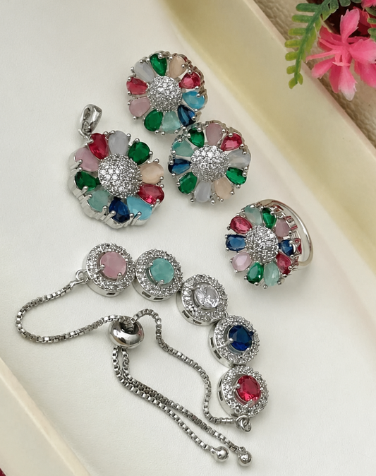 Rainbow Floral Complete Jewelry Set
