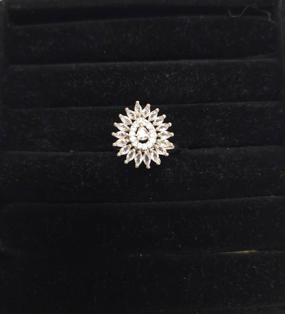 Silver Sunburst Crystal Statement Adjustable Ring