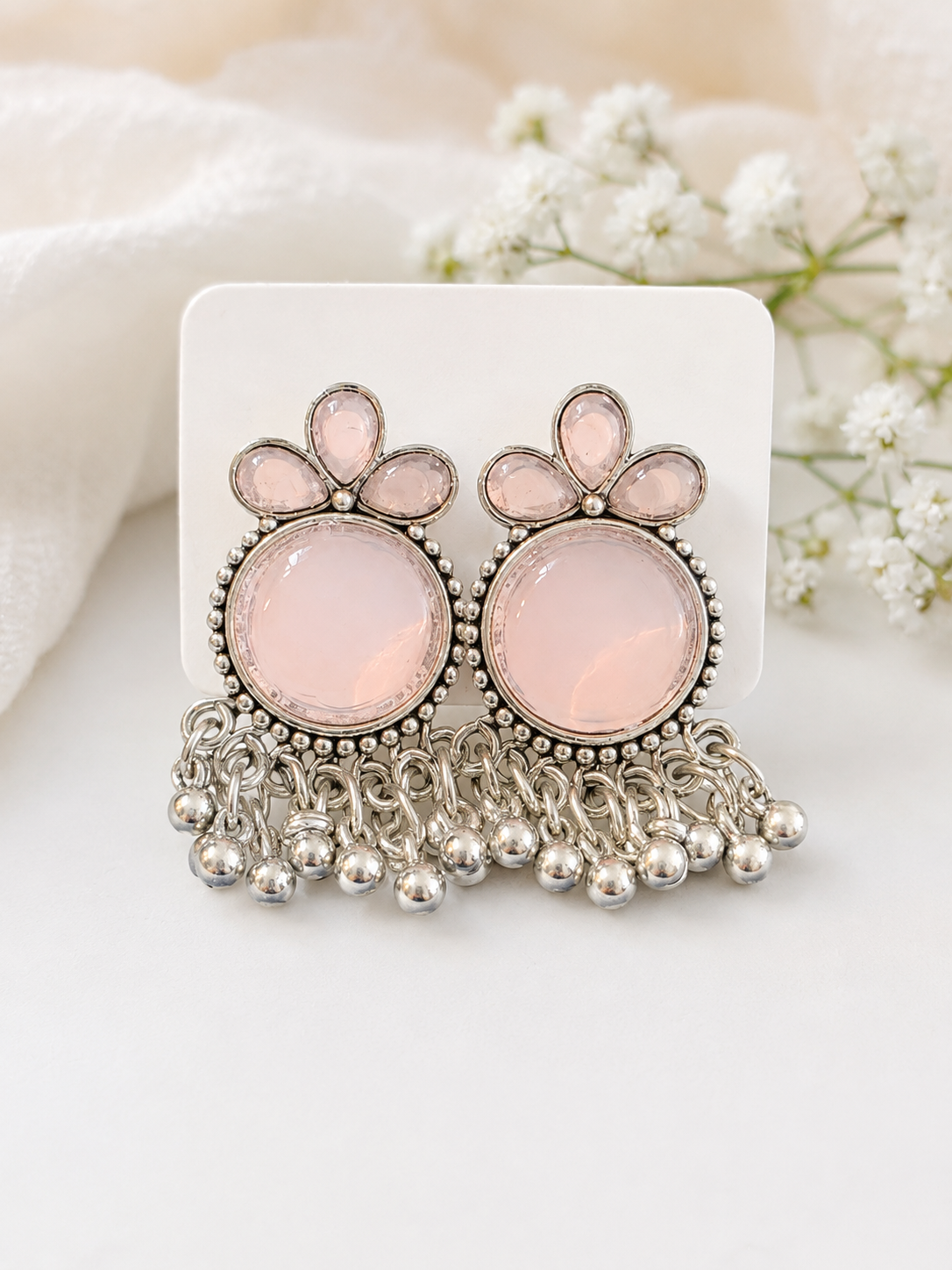 Classic Drop Earrings with Stone and Pearls